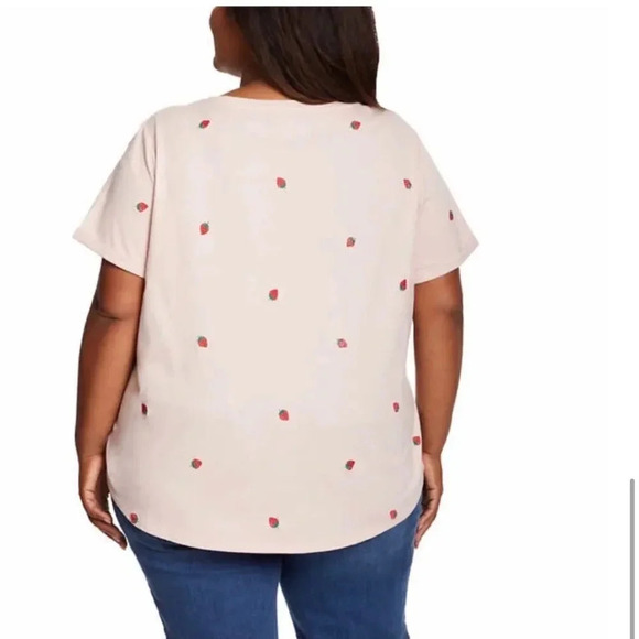 VINTAGE AMERICA ladies shirt with Embroidered Strawberries size large NWT - Picture 6 of 10